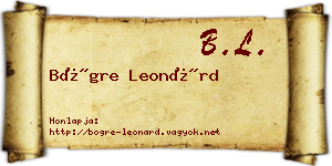 Bögre Leonárd névjegykártya
